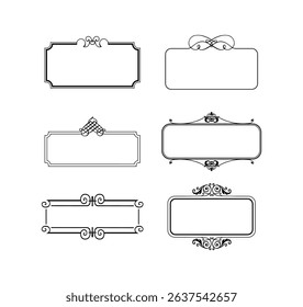 illustration set of decorative vintage frames isolated. Art design border labels. Blank frames template.