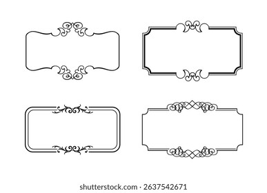 illustration set of decorative vintage frames isolated. Art design border labels. Blank frames template.
