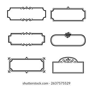 illustration set of decorative vintage frames isolated. Art design border labels. Blank frames template.