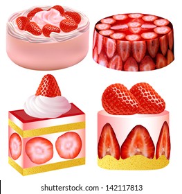 illustration of a set of dessert with strawberries