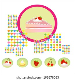 illustration of a set of dessert with strawberries 