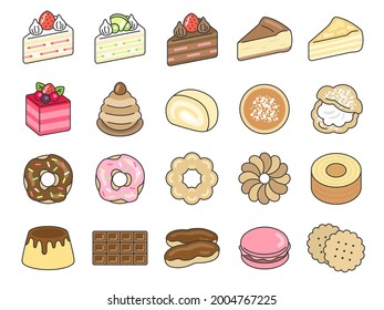 Illustration set of dessert sweets.