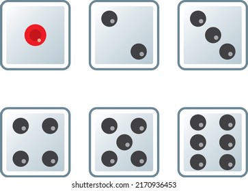 Illustration set of dice seen from the front