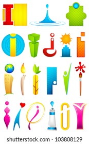 illustration of set of different colorful icon for alphabet I