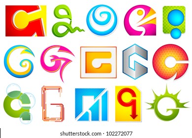 illustration of set of different colorful logo icon for alphabet G