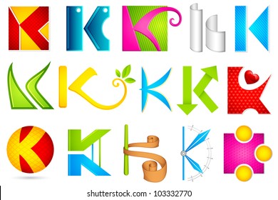 illustration of set of different colorful logo icon for alphabet K