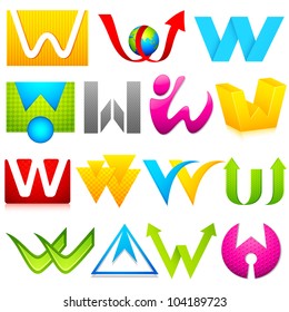 illustration of set of different colorful logo icon for alphabet W