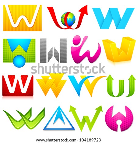 illustration of set of different colorful logo icon for alphabet W