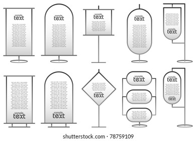 ilustración del conjunto de paneles de visualización diferentes en fondo aislado