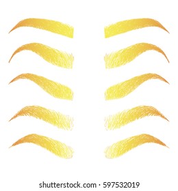 Illustration with set of different eyebrows. Makeup Look. Tattoo design elements.