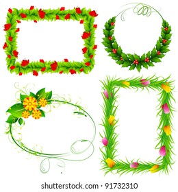 ilustración del conjunto de diferentes arreglos florales en el marco