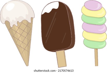 illustration set of different ice cream