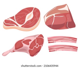 illustration of a set of different kinds of meat
