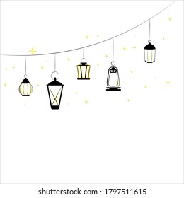 Illustration of a set of different lighting fixtures.