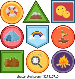 Illustration Of A Set Of Different Merit Badges