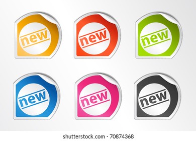 ilustración del conjunto de nuevas etiquetas diferentes en fondo blanco