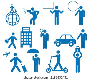 Illustration set of different office worker icons, business use.