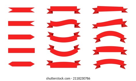Illustration set of different ribbons for gift or discount offer. Ribbons collection.  