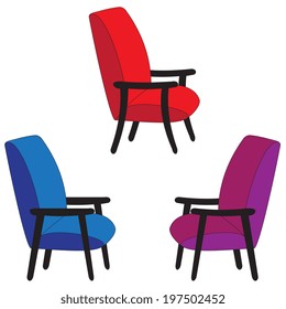 Illustration set of different seats on a white background