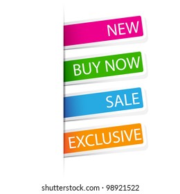 ilustración de un conjunto de etiquetas de venta diferentes de diferente color