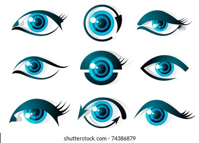 Illustration Of Set Of Different Shape Of Eye On Isolated Background