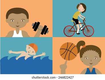 illustration set of different sport activities