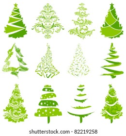 Illustration Of Set Of Different Style Christmas Tree