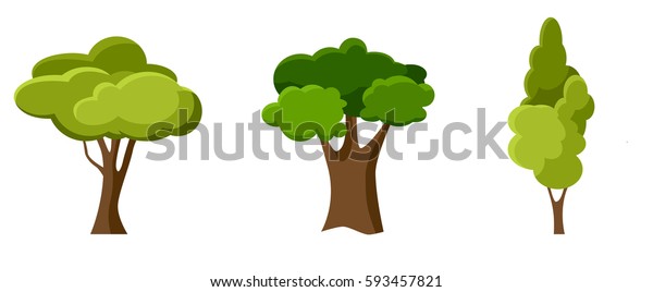 Illustration Set Different Trees Green Trees Stock Vector (Royalty Free ...