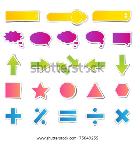 illustration of set of different type of button for web on white background