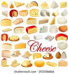 illustration of a set of different types of cheese