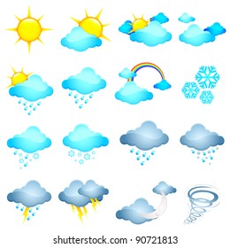 ilustración del conjunto de un icono meteorológico diferente en estilo de media tonalidad