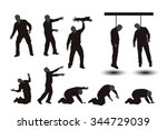 illustration of set of different zombie silhouettes isolated