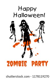 illustration of set of different zombie silhouettes isolated