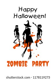 illustration of set of different zombie silhouettes isolated