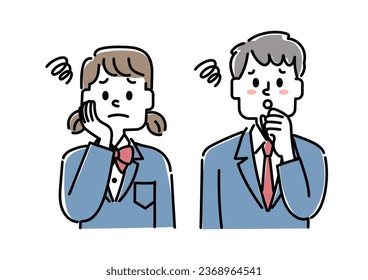  Illustration set of disappointed male and female students