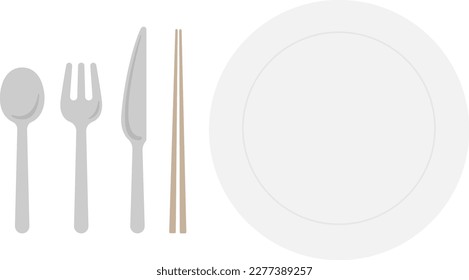 illustration set of dish and cutlery