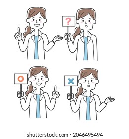 Illustrationssatz von Ärzten, die verschiedene Tags halten