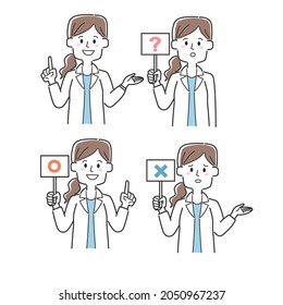 Illustration set of doctors holding various tags