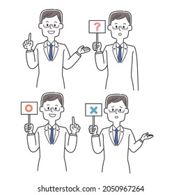 Illustration set of doctors holding various tags