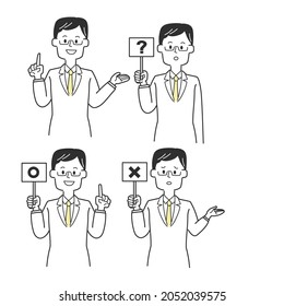 Illustration set of doctors holding various tags