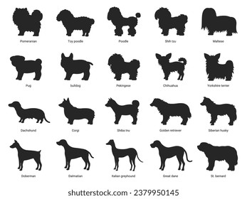 Illustration set of dog silhouettes.