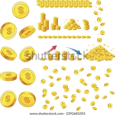 Illustration set of dollar coins with dollar mark