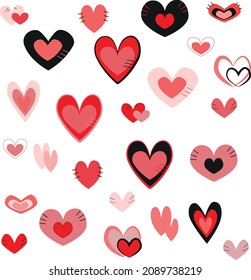 Illustration set of doodle hearts