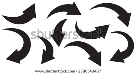 Illustration set of downward pointing curved arrows  . 1176