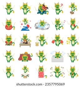 An illustration set of dragon characters for the Year of the Dragon.