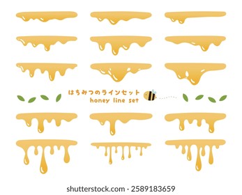 Illustration set of dripping honey lines