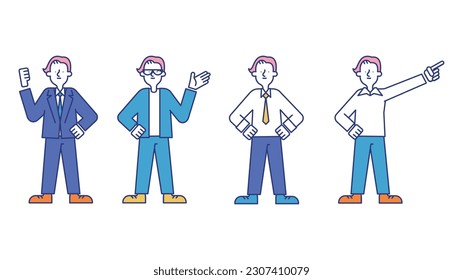 Illustration set E of a male business person.