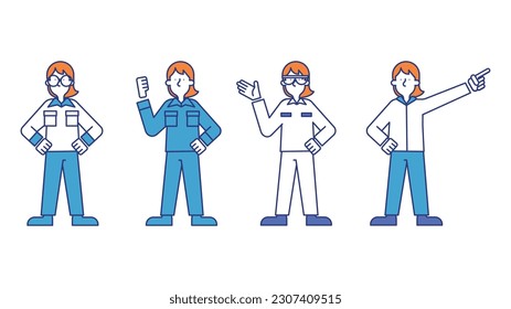 Illustration set E of men wearing work clothes