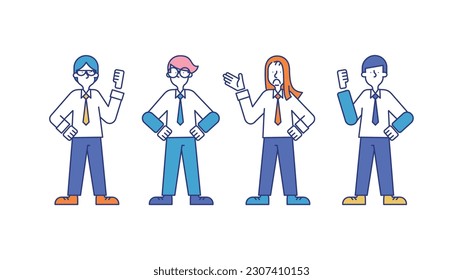 Illustration set E of various male business people (office workers).