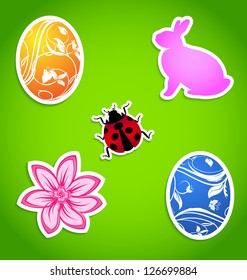 Illustration set of Easter colorful elements - vector